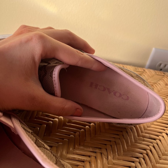 Coach Chrissy Slip On Logo Sneakers Tan & Pink Size 6 - Picture 9 of 11
